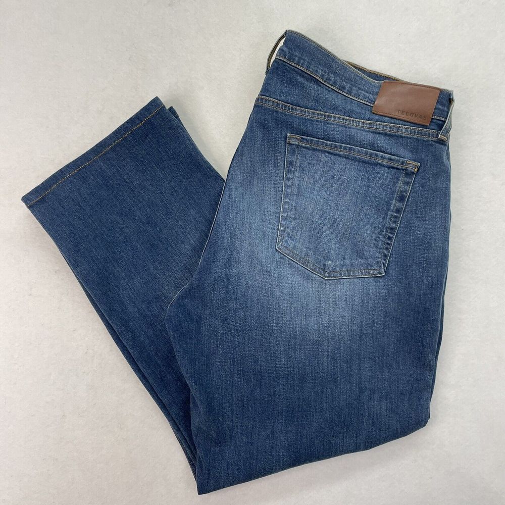 Tecovas Men's Standard Straight Jeans Medium Blue • USA •  Measures 40x29 • EUC